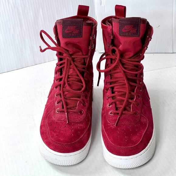 Nike SF Air Force 1 High 8.5 Special Field Red Crush 2018 Suede Nylon 857872-601 - Picture 1 of 15